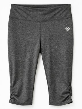 Lululemon Vintage Cropped Leggings Grey Heather Ruched Hem Capris Womens Size L